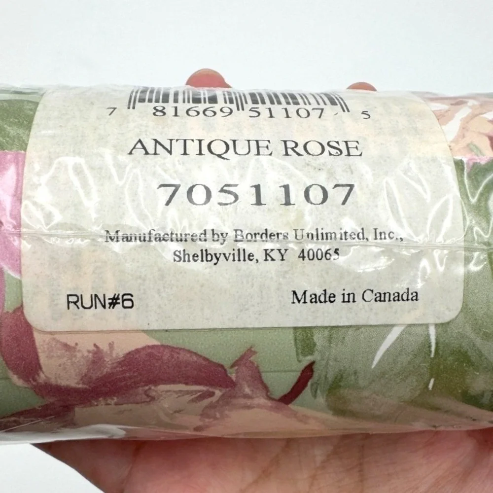 VINTAGE Springmaid Green Antique Rose Decorative‎ Wall Border 15ft Cottagecore